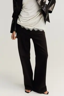 Wide High Waist Jeans - Marron foncé — photo 1