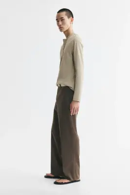 Pantalon chic Relaxed Fit à jambes larges - Marron — photo 3