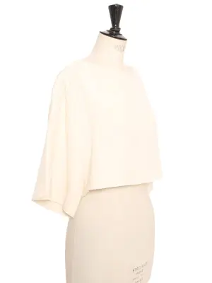 Top cropped manches courtes en crêpe blanc crème Prix boutique 1200€ Taille XS — photo 3