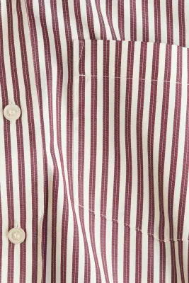 Chemise oversize en tissu ratière - Rouge foncé/rayé — photo 4