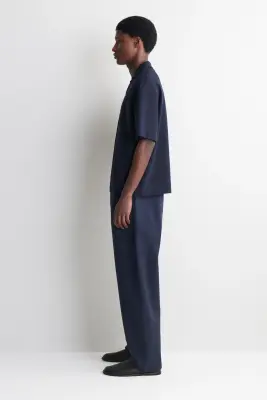 CHEMISE À MANCHES COURTES EN JERSEY MILANO - BLEU MARINE — photo 2
