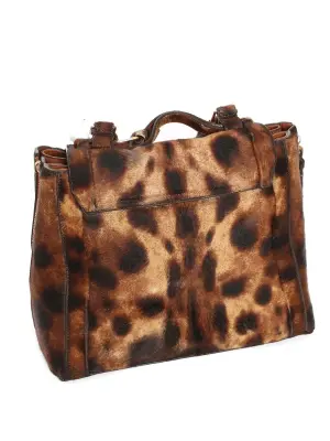 Sac à main DARLA en veau façon poulain imprimé léopard marron beige Prix boutique 1500€ — photo 4