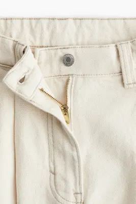 Short plissé en denim - Crème — photo 2