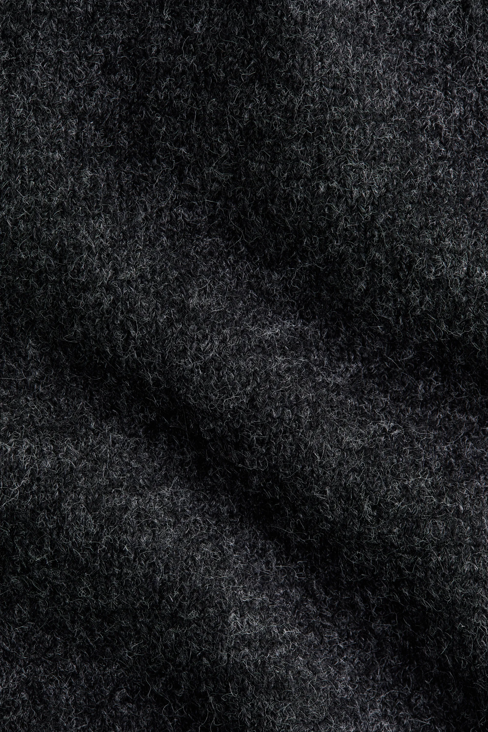 Pull avec col cheminée et manches courtes - Gris foncé chiné