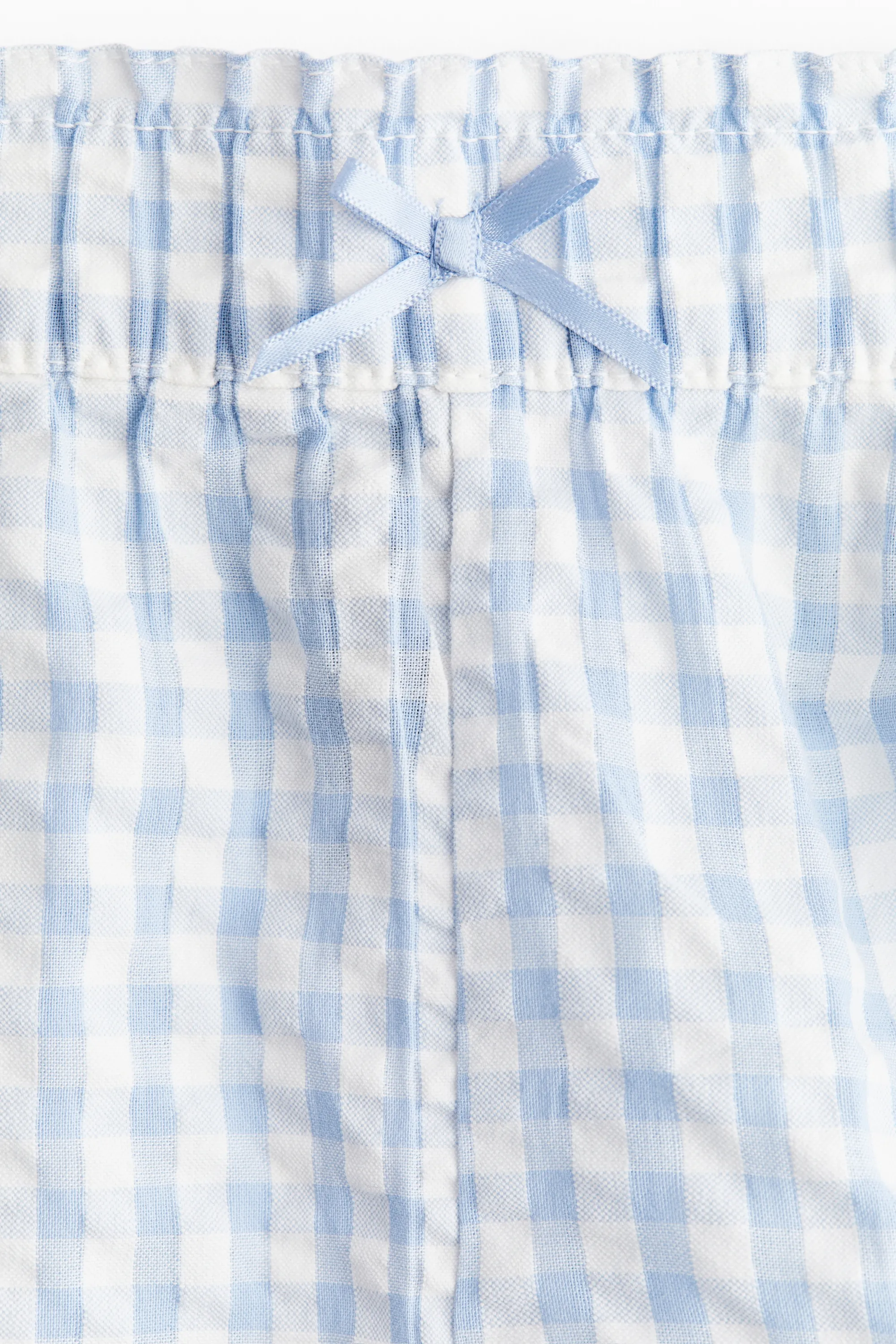 Short en seersucker avec taille élastique - Bleu clair/vichy