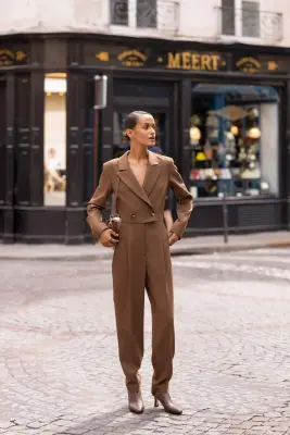 Everett Wool Jumpsuit - Brown — photo 1