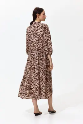 Robe midi à étages - Beige clair/imprimé léopard — photo 2