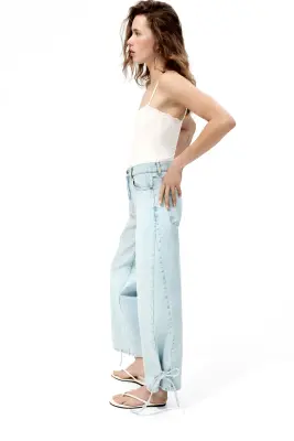 Barrel High Waist Ankle Jeans - Bleu denim clair — photo 3