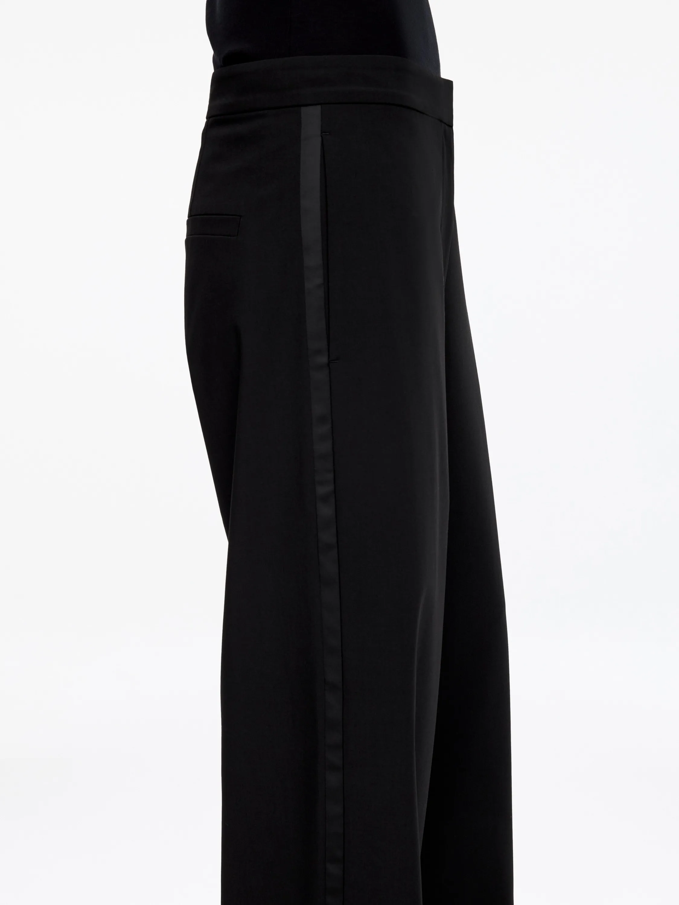 Pantalon tailleur avec bandes en satin - Noir