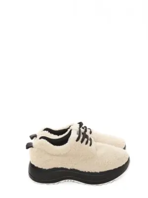 Chaussures plates en shearling blanc crème semelle et lacets noirs Prix boutique 1100€ Taille 40 — photo 1