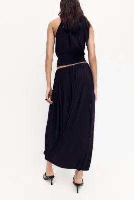 Jupe maxi avec base à effet boule - Noir — photo 2