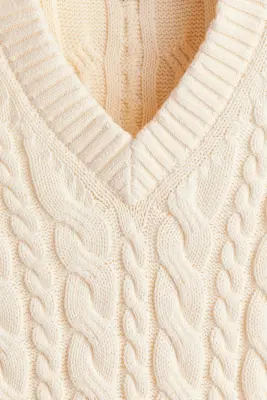 Pull sans manches Relaxed Fit en coton - Crème — photo 4