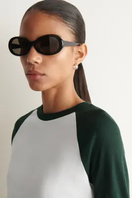 T-SHIRT À MANCHES LONGUES RAGLAN EN COTON - BLANC / VERT — photo 3