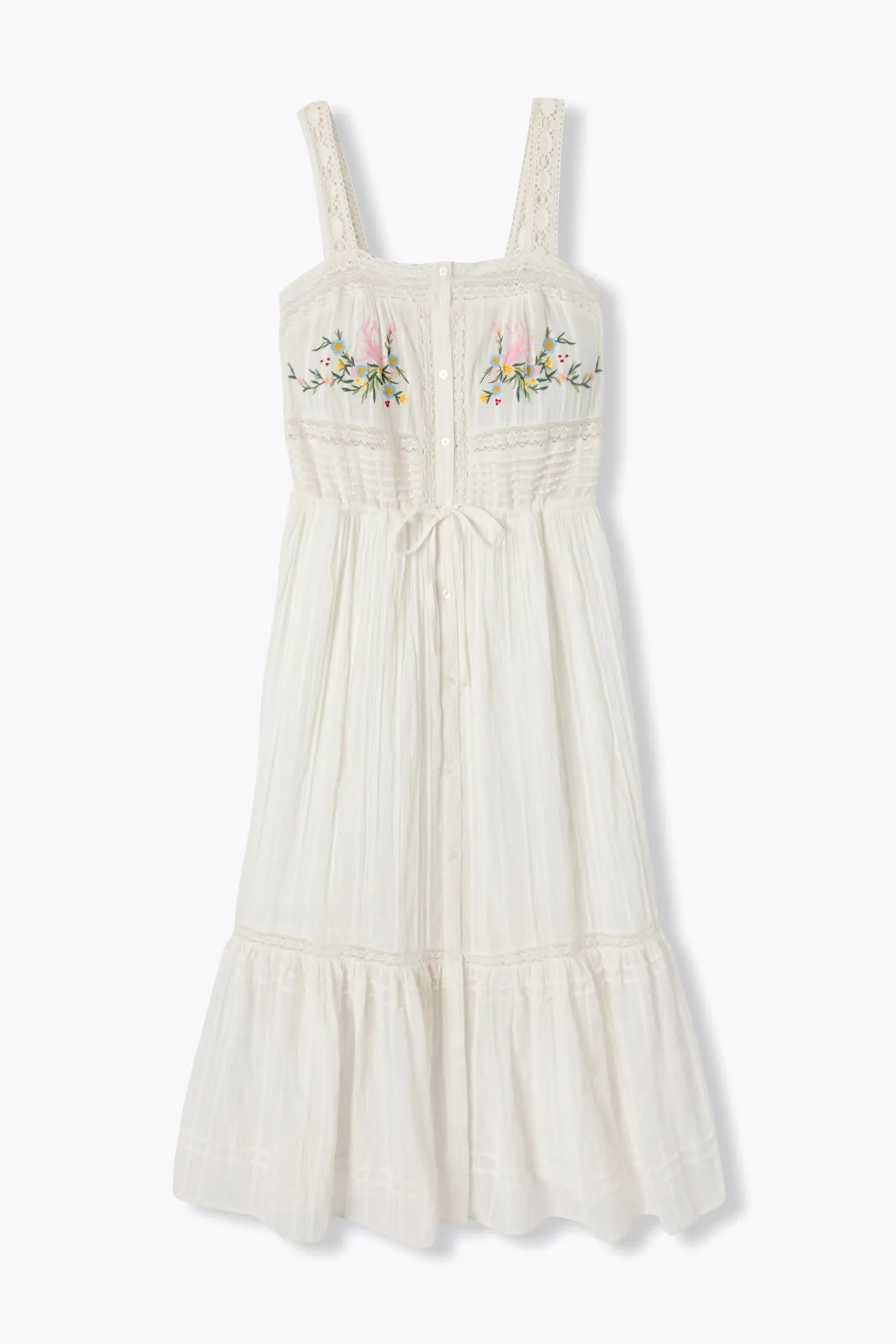 Robe midi en cotonnade brodée