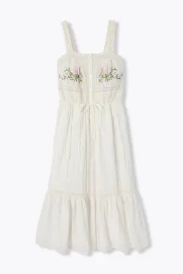 Robe midi en cotonnade brodée — photo 1