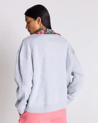 Sweat-shirt Tammy gris et imprimé Liberty rose et bordeaux — photo 5