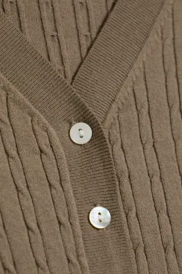 Cardigan En Maille À Col V - Taupe — photo 3