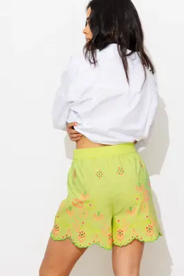 Short en coton brodé Femme — photo 4