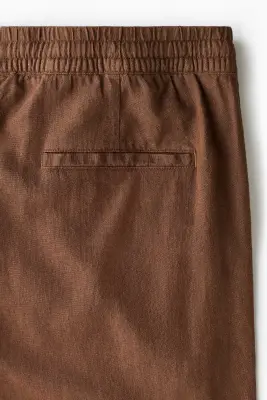 Pantalon Relaxed Fit en lin mélangé - Marron clair — photo 2
