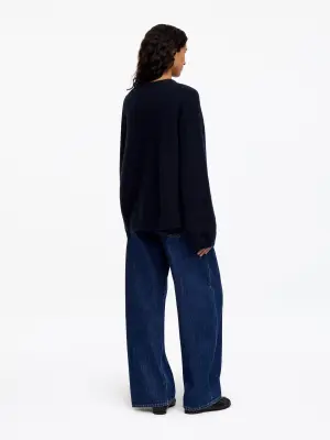 Pull en mélange de laine et d'alpaga - Bleu foncé — photo 2