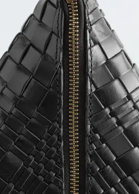 Tote bag en cuir entrelacé - Noir — photo 2