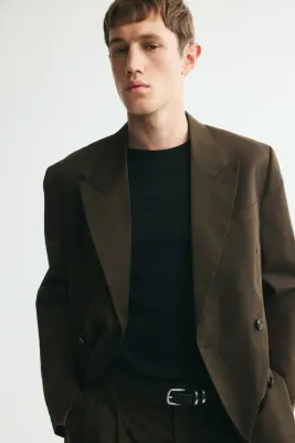 Veste Relaxed Fit à fermeture croisée - Vert kaki foncé — photo 1