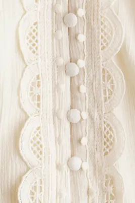 Robe en coton avec dentelle - Crème — photo 4