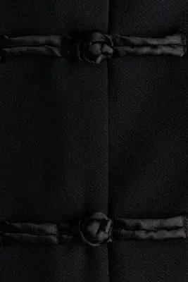 Veste sans col avec boutons noués - Noir — photo 3