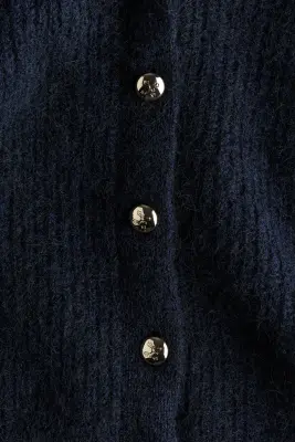 Gilet en maille côtelée avec encolure en V - Bleu marine — photo 2