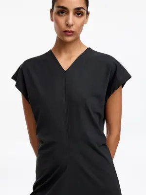 Robe mi-longue drapée - Noir — photo 3