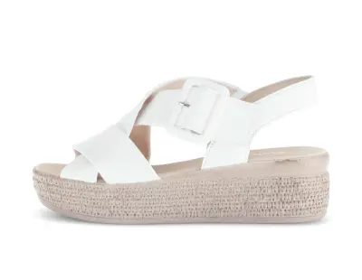 Sandales Gabor 64.572.20 Blanches - Cuir Talon Plat Grande Pointure Femme — photo 2