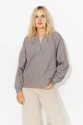 Blouse rayée bicolore Femme — photo 3