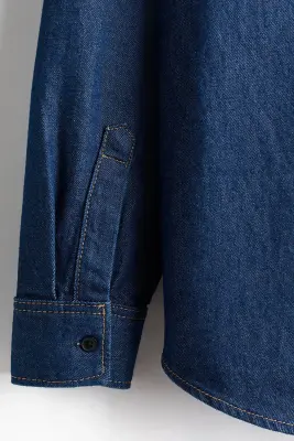 Chemise Loose Fit en denim - Bleu denim foncé — photo 3