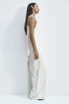 Pantalon texturé avec taille élastique - Ivoire — photo 1