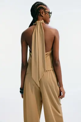 Top asymétrique avec dos nu - Beige — photo 2