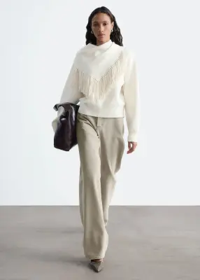Pull en maille avec écharpe - Écru — photo 2