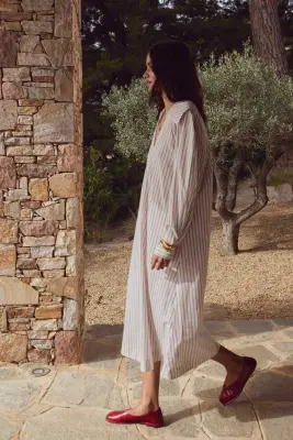 Robe Segolene rayures rouge fond blanc — photo 5