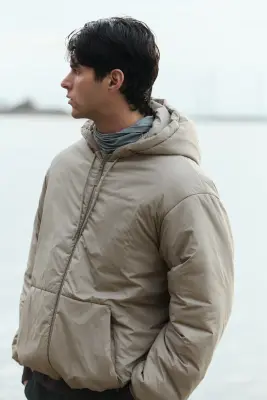 Veste matelassée coupe-vent et déperlante - Beige clair — photo 2