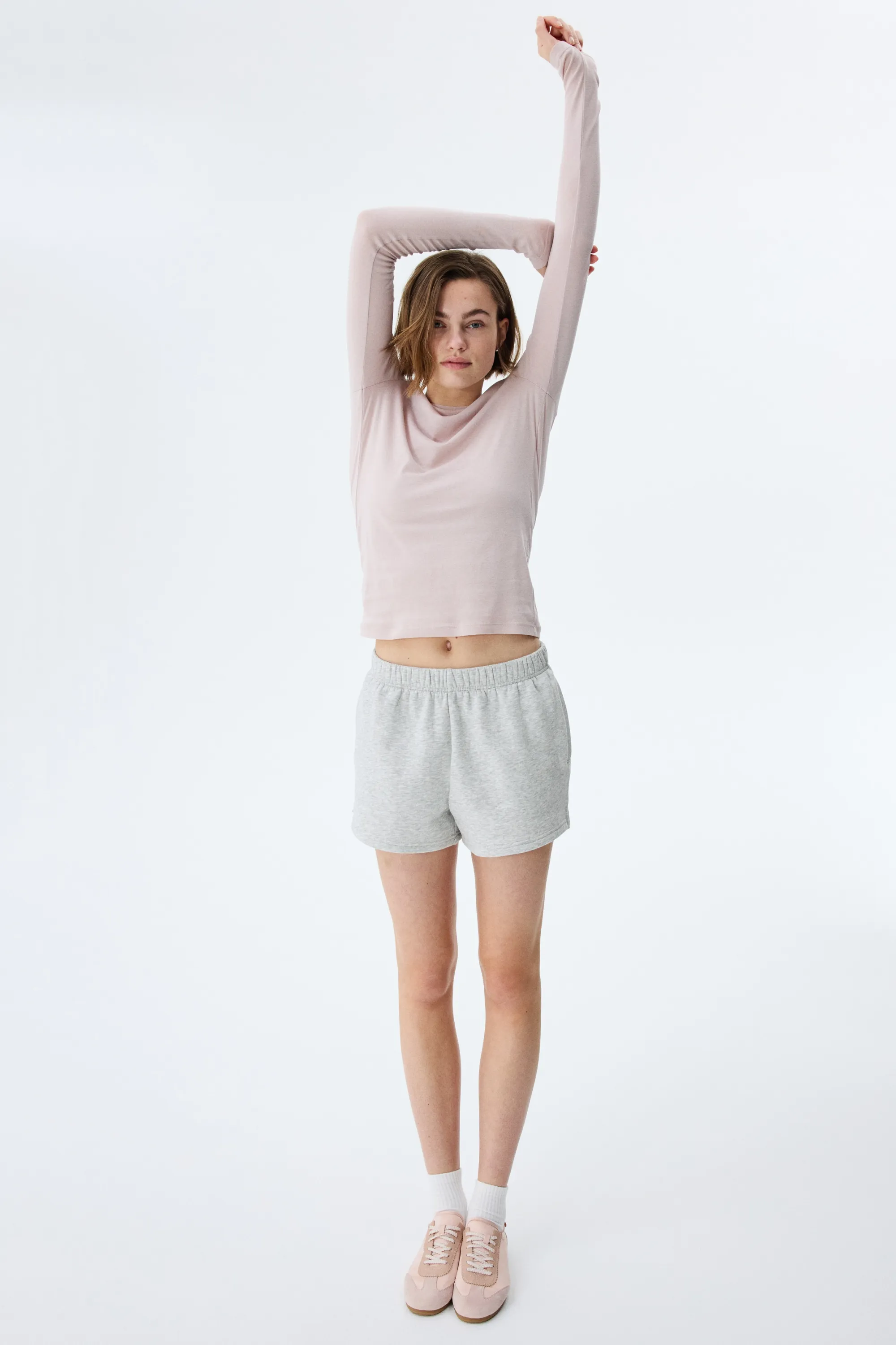 Short en molleton - Gris clair chiné