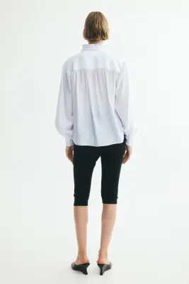Blouse à boutons avec ruché - Blanc — photo 2