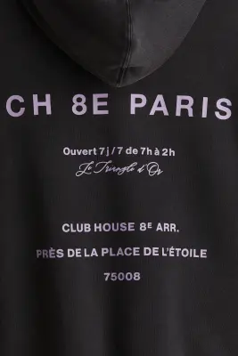 Hoodie imprimé Loose Fit - Noir délavé/Paris — photo 2
