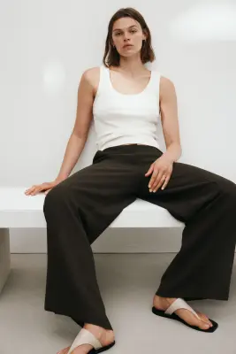 Pantalon chic à jambes larges - Marron foncé — photo 1