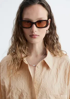 Chemise oversize froissée - Beige — photo 2