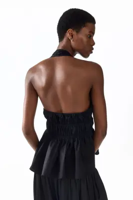 Top péplum avec dos nu - Noir — photo 3