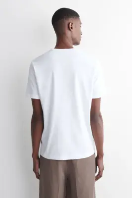 T-SHIRT EN COTON BROSSÉ - BLANC — photo 2