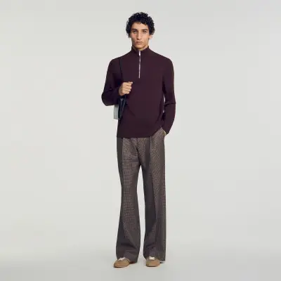 Pull en laine à col zippé