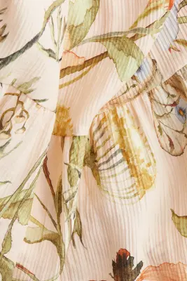 Robe oversize froissée - Abricot clair/fleuri