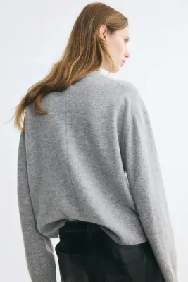 Pull oversize en laine - Gris chiné — photo 2