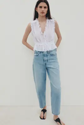 Top volanté en lyocell - Blanc — photo 1