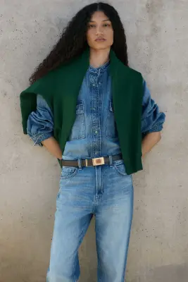 Mom High Waist Ankle Jeans - Bleu denim — photo 2